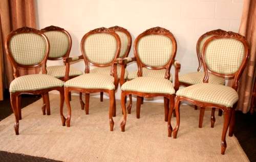 8x magnificent solid mahogany dining chairs incl. 2x carvers & 6x comfortable chairs - price/chair