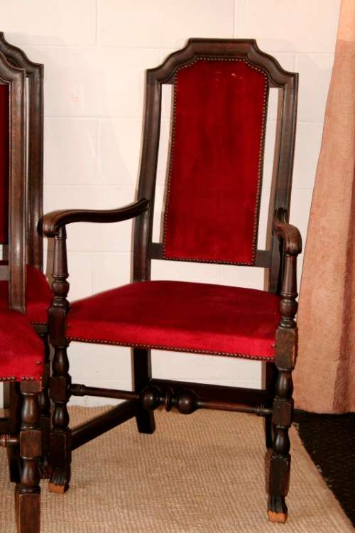**RS17** Set of 6x stunning Victorian English oak high-back dining chairs incl 2x carver chairs