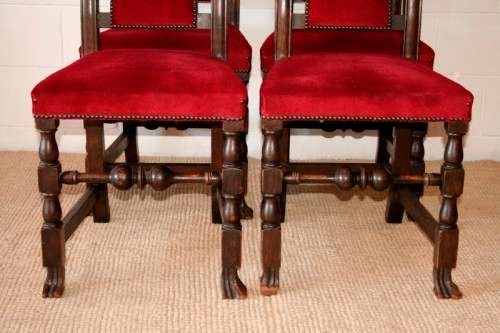 **RS17** Set of 6x stunning Victorian English oak high-back dining chairs incl 2x carver chairs