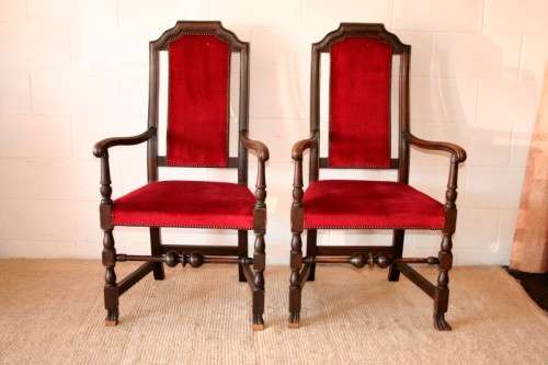**RS17** Set of 6x stunning Victorian English oak high-back dining chairs incl 2x carver chairs