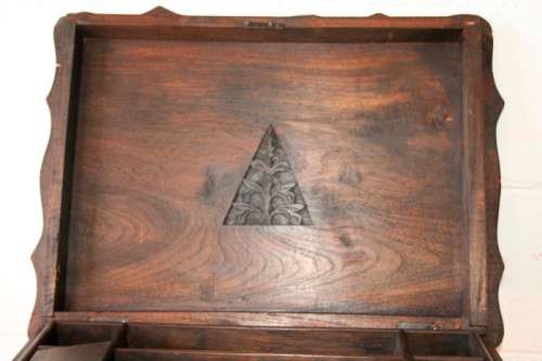 A spectacular & extremely unusual antique hand carved solid wooden sewing table storage stand - AAA