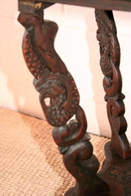A spectacular & extremely unusual antique hand carved solid wooden sewing table storage stand - AAA
