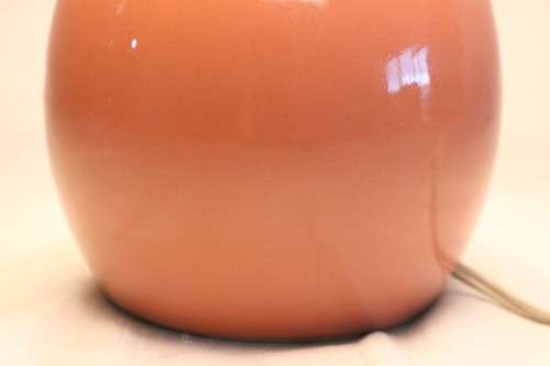 A lovely porcelain salmon-coloured coffee table lamp with a shade - very stylish - RS17Sale