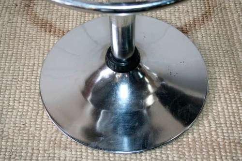 A pair of wonderful funky black & chrome height adjustable bombo style bar/counter chairs - RS17Sale