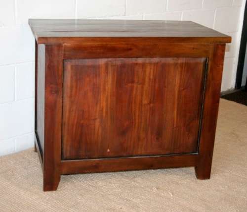An exquisite solid oriental teak three-drawer cabinet w/ a good size cupboard in wonderful condition