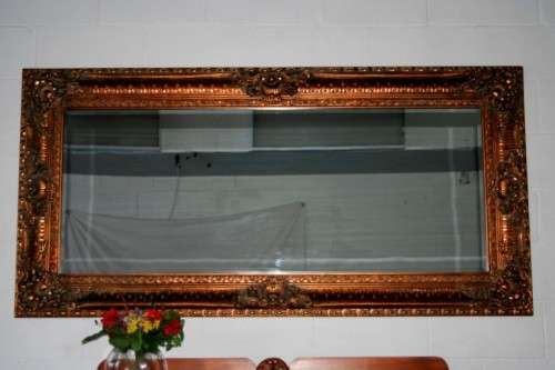 A magnificent HUGE (184cm x 93) bevelled glass ornate gold gilded dress/ buffet mirror - RS17M