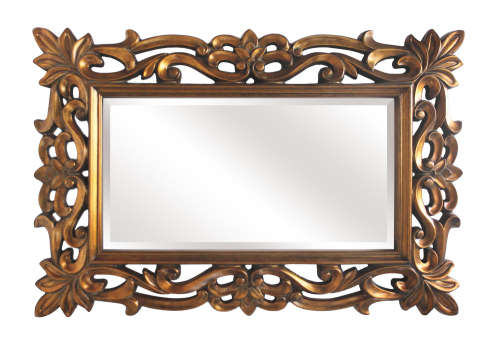 Incredibly stylish LARGE "antique gold" moulded bevelled glass wall mirror - 178cm x 119cm - RS17M