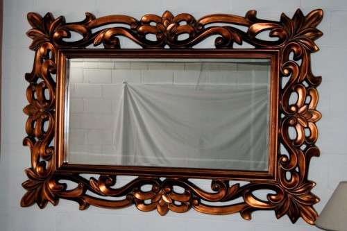 Incredibly stylish LARGE "antique gold" moulded bevelled glass wall mirror - 178cm x 119cm - RS17M
