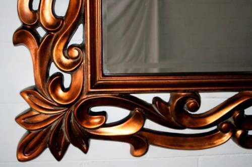 Incredibly stylish LARGE "antique gold" moulded bevelled glass wall mirror - 178cm x 119cm - RS17M