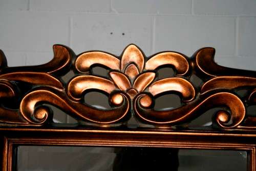 Incredibly stylish LARGE "antique gold" moulded bevelled glass wall mirror - 178cm x 119cm - RS17M