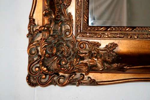 Superbly detailed huge (150cm x 89cm) ornately moulded bevelled glass dressing/ mantle mirror RS17M