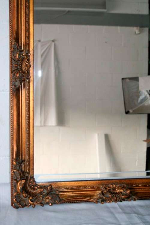 Awesome and stylish bevelled glass ornate gold gilded wooden framed wall mirror - RS17M