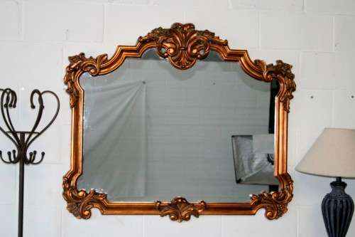 Beautifully styled large (117cm x 100cm) ornate antique gold moulded wall mirror = Stunning! - RS17M