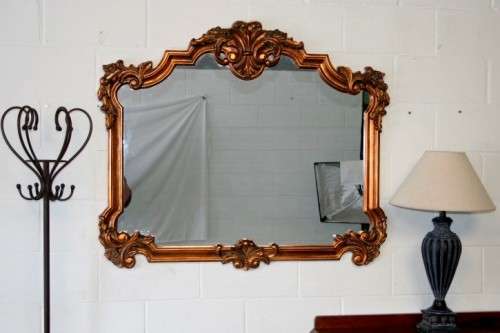 Beautifully styled large (117cm x 100cm) ornate antique gold moulded wall mirror = Stunning! - RS17M