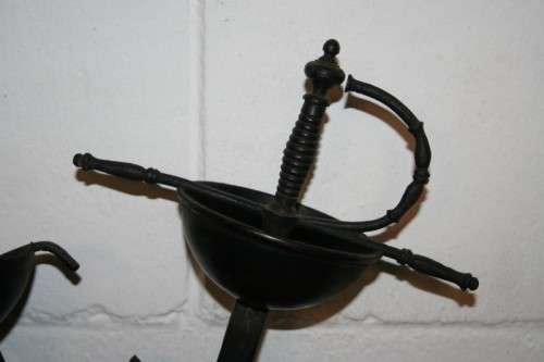 ***RARE*** Amazing vintage medieval coat of arms sword display with 2 vintage Spanish Toledo swords!