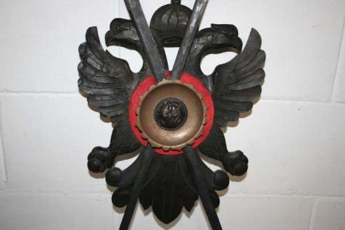 ***RARE*** Amazing vintage medieval coat of arms sword display with 2 vintage Spanish Toledo swords!