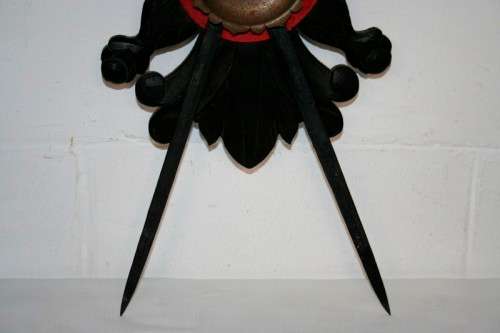 ***RARE*** Amazing vintage medieval coat of arms sword display with 2 vintage Spanish Toledo swords!
