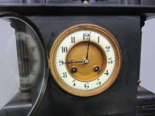 **RS17** A magnificent antique black marble Mappin & Webb "Paris" mechanical mantle clock