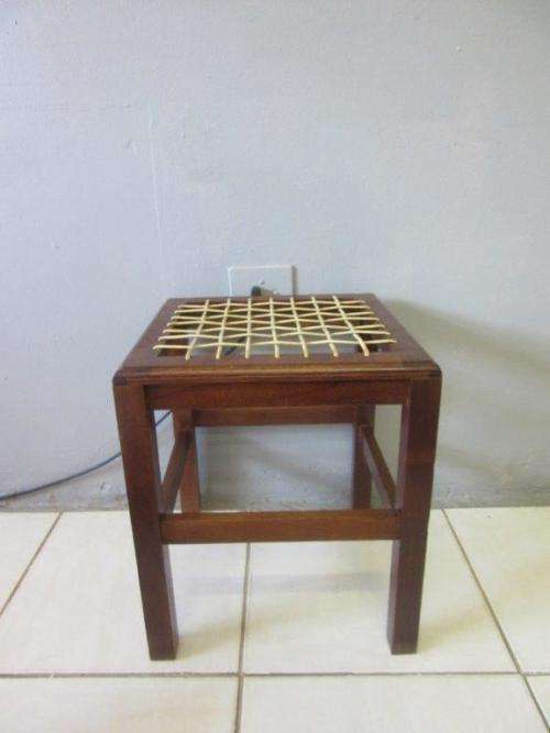 **RA17** A Stunning & well made vintage cognac oak riempie foot stool with leather riempies