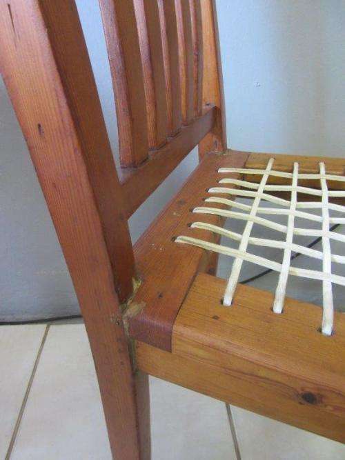 2x fabulous vintage solid wooden riempie dining room chairs, beautiful!! Price/chair