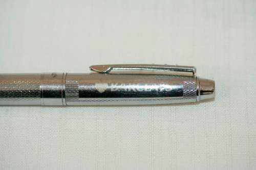 An awesome chromed original Balmain Paris "Barclays" branded ball point pen in great condition