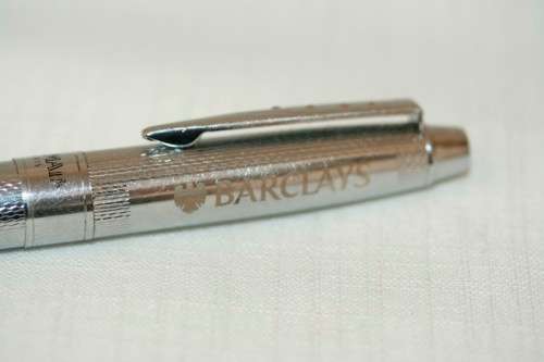 An awesome chromed original Balmain Paris "Barclays" branded ball point pen in great condition