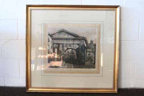 A wonderful large framed "Veduta dei Portici d'Ottavia" etching print in excellent condition