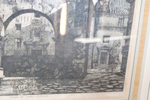 A wonderful large framed "Veduta dei Portici d'Ottavia" etching print in excellent condition