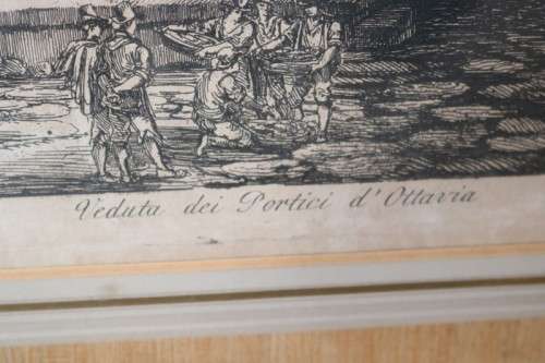 A wonderful large framed "Veduta dei Portici d'Ottavia" etching print in excellent condition
