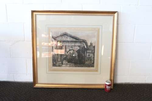 A wonderful large framed "Veduta dei Portici d'Ottavia" etching print in excellent condition