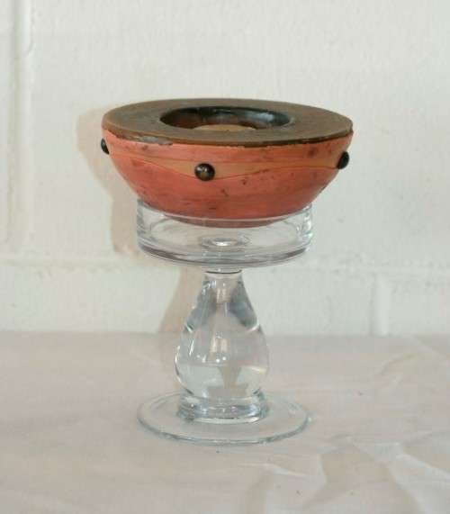 An awesome clear glass candle stand for a larger broader candle in excellent condition - RS17Sale