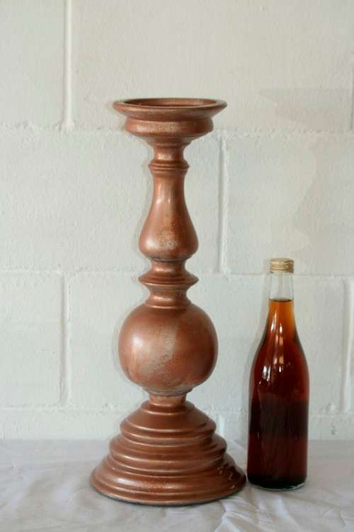 Fabulous (tall) moulded pedestal candle holder for large size candles with paint technique RS17Sale