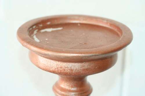 Fabulous (tall) moulded pedestal candle holder for large size candles with paint technique RS17Sale