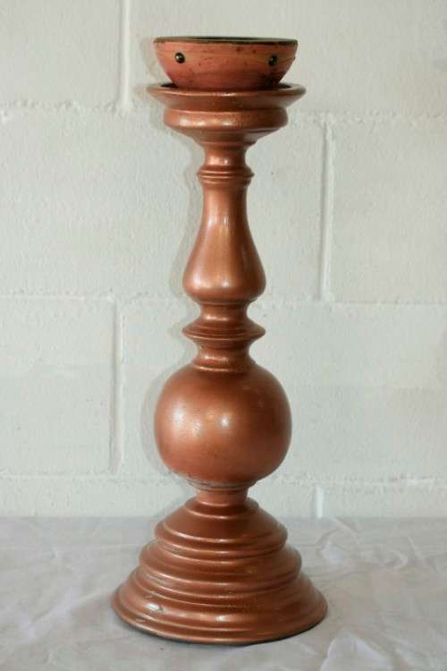 Fabulous (tall) moulded pedestal candle holder for large size candles with paint technique RS17Sale