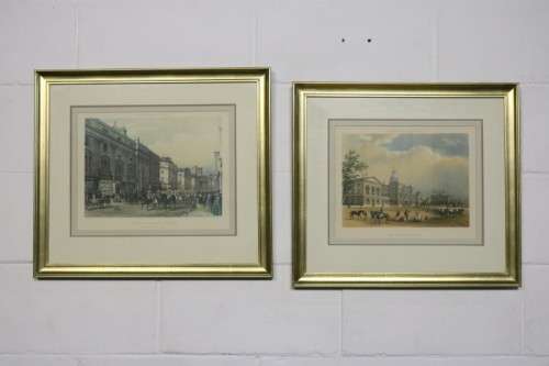 A pair of wonderful framed "The Horse Guards" and "View from Regent Street" prints - AAA
