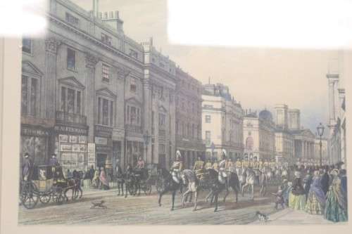 A pair of wonderful framed "The Horse Guards" and "View from Regent Street" prints - AAA