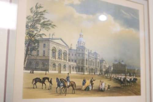 A pair of wonderful framed "The Horse Guards" and "View from Regent Street" prints - AAA