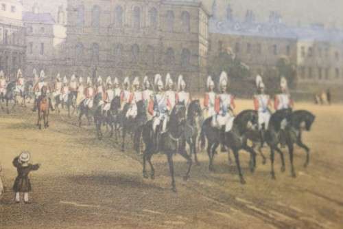 A pair of wonderful framed "The Horse Guards" and "View from Regent Street" prints - AAA