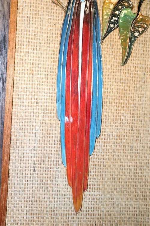 **RS17** A signed original "Lez Frizelle" African Parrot hand-enamelled on copper framed artwork