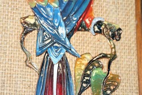 **RS17** A signed original "Lez Frizelle" African Parrot hand-enamelled on copper framed artwork