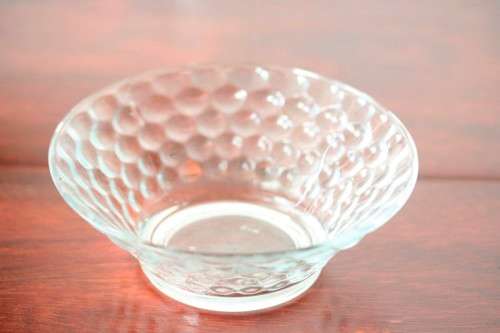 A stunning set of 7x glass dessert bowls w/ gorgeous raised "dots" pattern in great condition - AAA