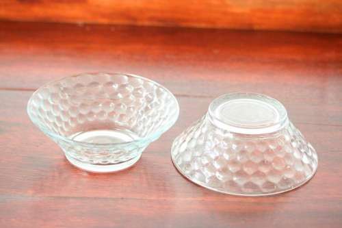 A stunning set of 7x glass dessert bowls w/ gorgeous raised "dots" pattern in great condition - AAA