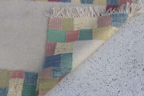 A stunning woven wool carpet in a soft pastel-colour block design, perfect bathroom rug - RS17Sale