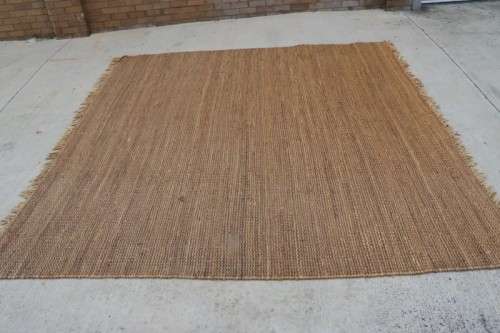 A fabulous large (3m x 2,9m) organic "Jute" natural fibre hand woven floor carpet