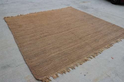 A fabulous large (3m x 2,9m) organic "Jute" natural fibre hand woven floor carpet