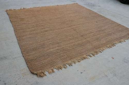 A fabulous large (3m x 2,9m) organic "Jute" natural fibre hand woven floor carpet