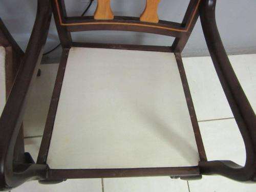 Two lovely vintage Imbuia ball & claw chairs w upholstered cushions in good condition - price/chair