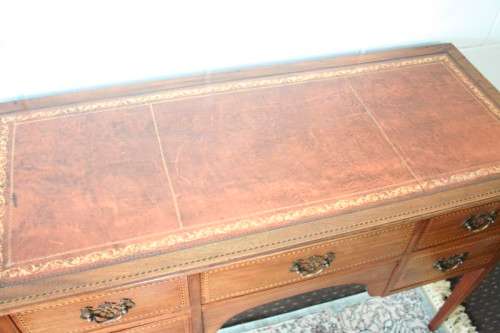 A superb original Edwardian "James Phillips" Sheraton ladies desk with leather top & inlay detailing