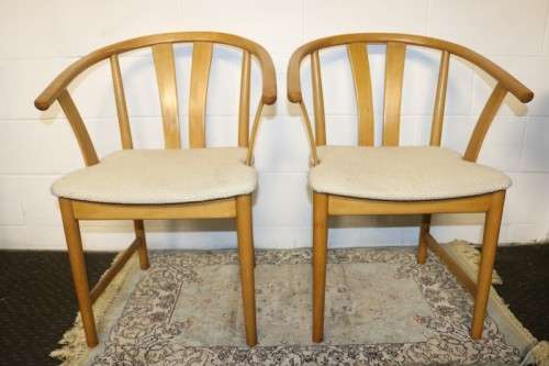 2x amazing upholstered bent-back Beech wood chairs; perfect in a living room - price/chair - AAA