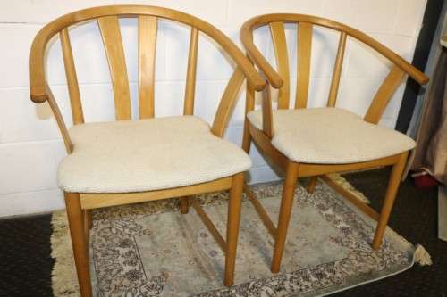 2x amazing upholstered bent-back Beech wood chairs; perfect in a living room - price/chair - AAA